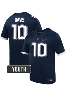 Jayden Davis UConn Huskies Youth Navy Blue Nike NIL Name And Number Football Jersey
