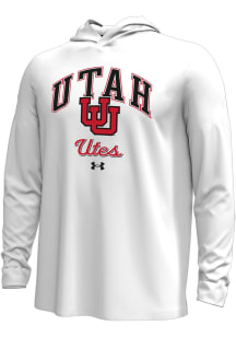Under Armour Utah Utes Mens White Tech Stretch Long Sleeve Lightweight Hoodie