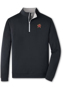 Peter Millar Maryland Terrapins Mens Black Perth Long Sleeve Qtr Zip Pullover