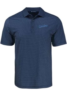 Cutter and Buck North Carolina Tar Heels Mens Navy Blue Shadow Check Carolina Script Short Sleeve..