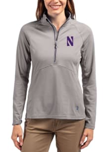 Cutter and Buck Northwestern Wildcats Womens Anthracite Adapt Eco Qtr Zip Pullover