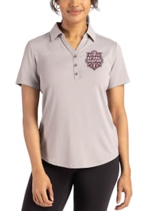 Cutter and Buck Indiana Hoosiers Womens Grey 2025 CFP National Champions Forge Eco Polo Short Slee..
