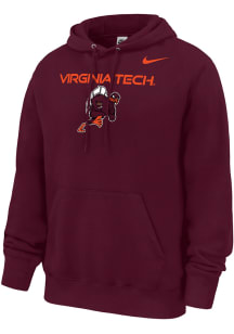 Nike Virginia Tech Hokies Mens Maroon Club Fleece Running Hokie Long Sleeve Hoodie