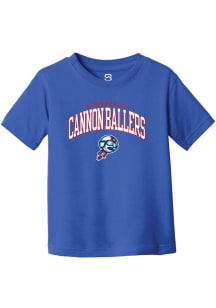 Summit Sportswear Kannapolis Cannon Ballers Toddler Blue Arch Mascot Short Sleeve T-Shirt