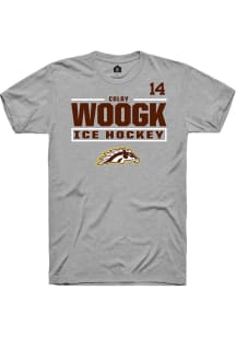 Colby Woogk Western Michigan Broncos Grey NIL Stacked Box Short Sleeve Player T Shirt