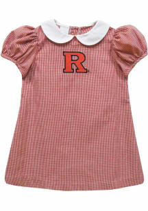 Vive La Fete Rutgers Scarlet Knights Baby Girls Red Gingham Collar Short Sleeve Dress