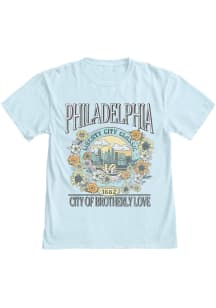 Blue 84 Philadelphia Womens Light Blue City of Brotherly Love Short Sleeve T-Shirt