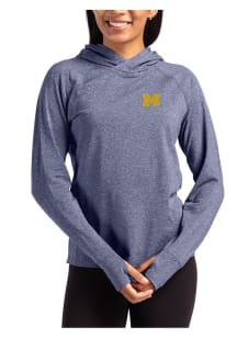 Cutter and Buck Michigan Wolverines Womens Navy Blue Adapt Knit Hood Hooded Sweatshirt