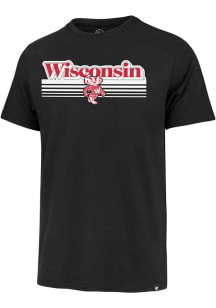 47 Wisconsin Badgers Black Script Fade Short Sleeve Fashion T Shirt