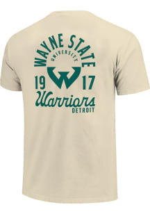 Wayne State Warriors Ivory Mascot Overlay Short Sleeve T Shirt