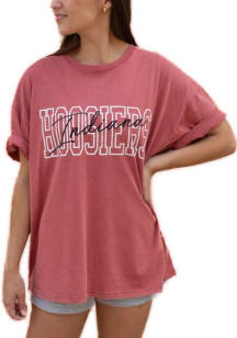 Gameday Social Indiana Hoosiers Womens Red Owen Outline Short Sleeve T-Shirt