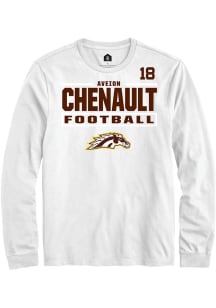 Aveion Chenault Western Michigan Broncos White Football NIL Stacked Box Long Sleeve Player T Shirt
