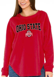 Flying Colors Ohio State Buckeyes Womens Crimson Mickey Sherpa Crew Sweatshirt