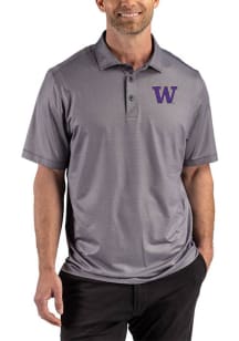 Cutter and Buck Washington Huskies Black Lattice Big and Tall Polo