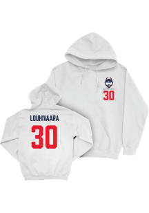 Veeti Louhivaara Campus Ink UConn Huskies Youth NIL Logo Long Sleeve Player Hoodie White