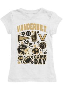 Vive La Fete Vanderbilt Commodores Toddler Girls White Lexie Short Sleeve T-Shirt