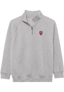 Indiana Hoosiers Mens Grey Essentials Embroidery Long Sleeve Qtr Zip Pullover