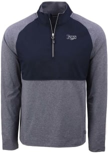 Cutter and Buck Tampa Bay Rays Mens Navy Blue Mono Adapt Eco Hybrid Long Sleeve Qtr Zip Pullover