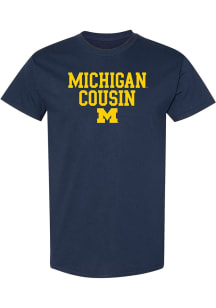 Michigan Wolverines Navy Blue Basic Block Cousin Short Sleeve T Shirt