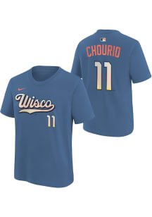 Jackson Chourio Milwaukee Brewers Youth Blue City Connect NN Player Tee
