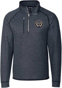 Cutter and Buck Philadelphia Union Mens Navy Blue Mainsail Long Sleeve Qtr Zip Pullover