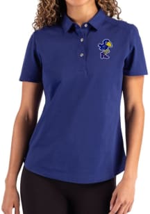 Cutter and Buck Kansas Jayhawks Womens Blue Vault Advantage Short Sleeve Polo Shirt