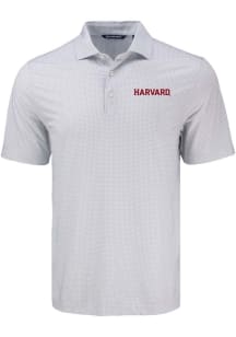 Cutter and Buck Harvard Crimson Mens White Diamond Dot Short Sleeve Polo