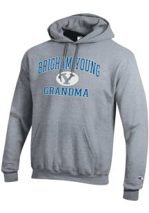 Champion BYU Cougars Mens Grey Grandma Powerblend Long Sleeve Hoodie