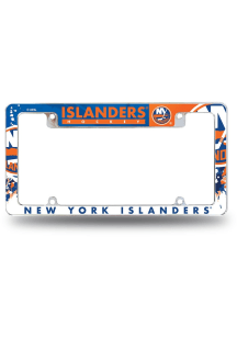 New York Islanders Primary All Over Chrome License Plate Frame - White