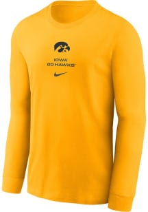 Nike Iowa Hawkeyes Gold DriFit Sideline Practice Long Sleeve T Shirt