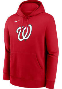 Nike Washington Nationals Mens Red Primetime Logo Club Long Sleeve Hoodie
