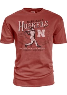Blue 84 Nebraska Cornhuskers Red Batter Up Baseball Short Sleeve T Shirt