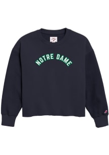 Notre Dame Fighting Irish Womens Navy Blue Reverse Fleece Crew Sweatshirt