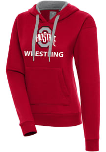 Antigua Ohio State Buckeyes Womens Red Wrestling Victory Hooded Sweatshirt