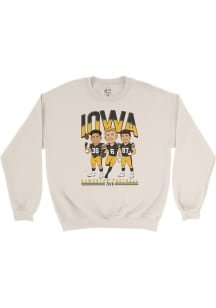 Campus Ink  Iowa Hawkeyes Mens Ivory Caricature Player Crew