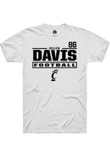 Kellen Davis Cincinnati Bearcats White Football NIL Stacked Box Short Sleeve Player T Shirt