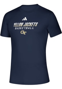 Adidas GA Tech Yellow Jackets Navy Blue Heat Seal Creator Short Sleeve T Shirt