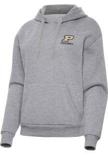 Antigua Purdue Boilermakers Womens Grey Heather Football Victory Hooded Sweatshirt
