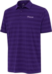 Antigua Minnesota Vikings Mens Purple Wordmark Tunnel Short Sleeve Polo