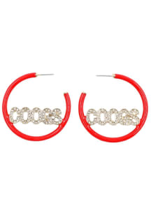 Houston Cougars Pave Enamel Hoop Womens Earrings