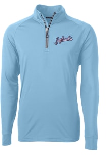 Cutter and Buck Kansas Jayhawks Mens Light Blue Adapt Knit Long Sleeve Qtr Zip Pullover