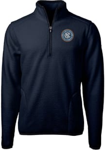 Cutter and Buck New York City FC Mens Navy Blue Cascade Sherpa Long Sleeve Qtr Zip Pullover