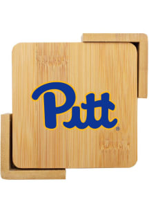 Pitt Panthers 4 pack wooden Coaster - Gold