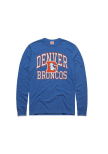 Homage Denver Broncos Blue Arch Mascot Long Sleeve Fashion T Shirt