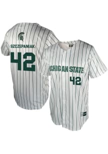Ryan Szczepaniak  Michigan State Spartans Mens White NIL Baseball Jersey