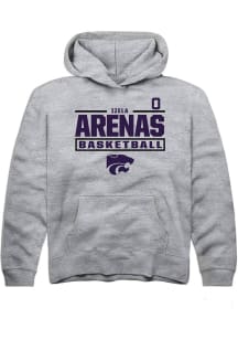 Izela Arenas Rally K-State Wildcats Youth NIL Stacked Box Long Sleeve Player Hoodie Grey