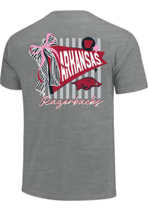 Arkansas Razorbacks Girls Grey Pennant Stripes Short Sleeve Tee