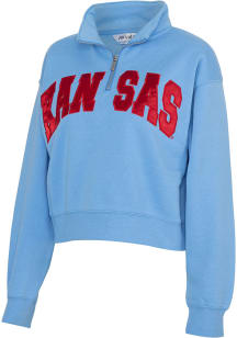 Kansas Jayhawks Womens Light Blue Sport Fleece Qtr Zip