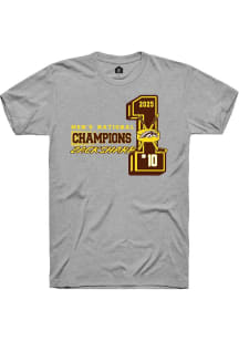 Zack Sharp Western Michigan Broncos Grey NIL 2025 National Champions Short Sleeve Player T Shirt
