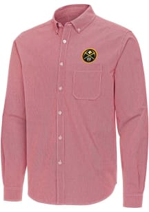 Antigua Denver Nuggets Mens Red Porter Long Sleeve Dress Shirt
